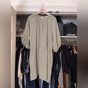 NWT Lola May grid plaid mini babydoll dress with puff sleeves sz 18